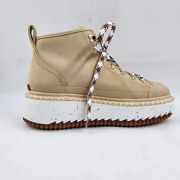 Chloé Lilli Ankle Booties Women's 7 Hot Sand Lace Up D-ring Hardware At Laces - Picture 9 of 15